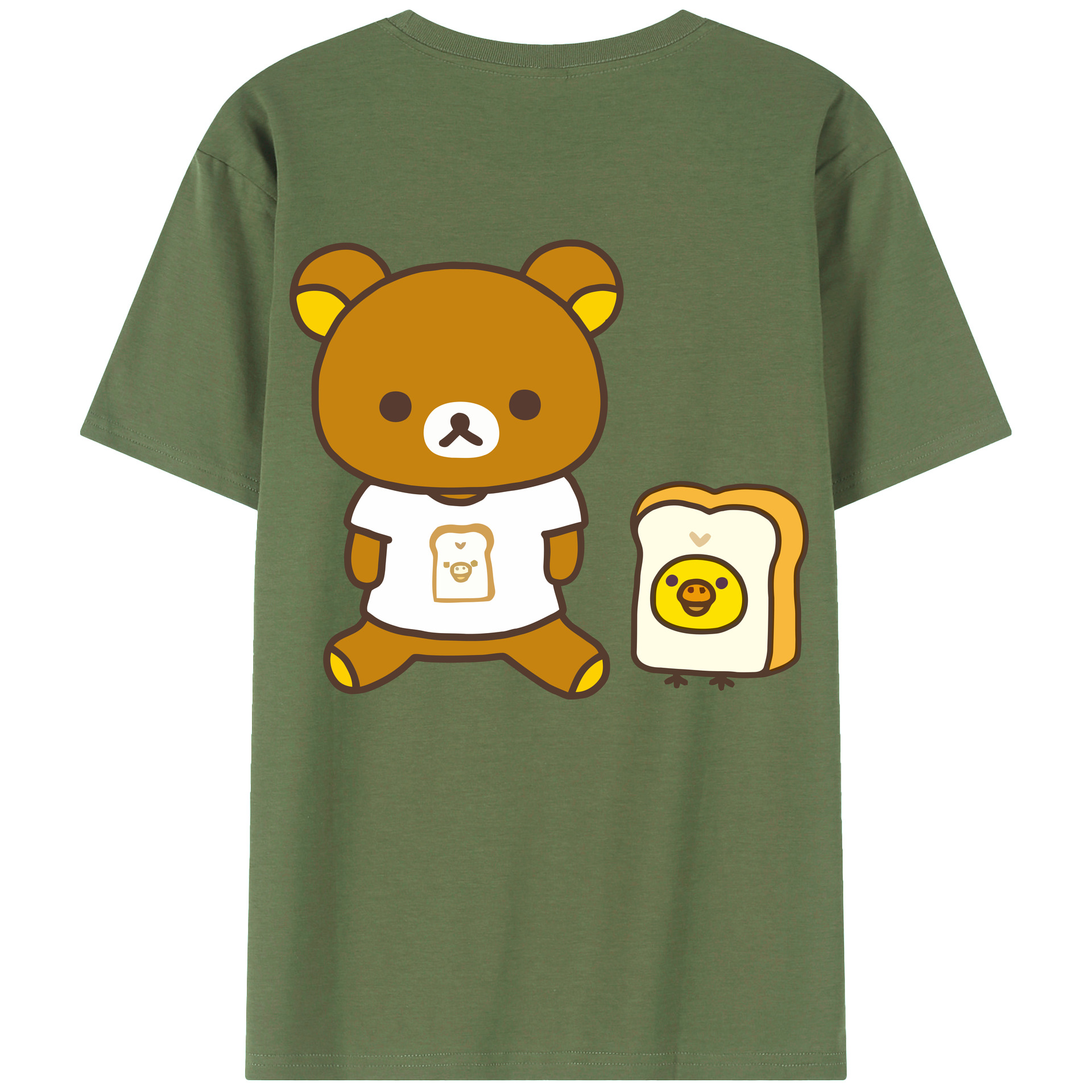 （画像用） リラックマ リラックマ キイロイトリ Rilakkuma Korilakkuma Kiiroitori 綿100％ メンズ半袖Tシャツ（バックプリント） 通気性